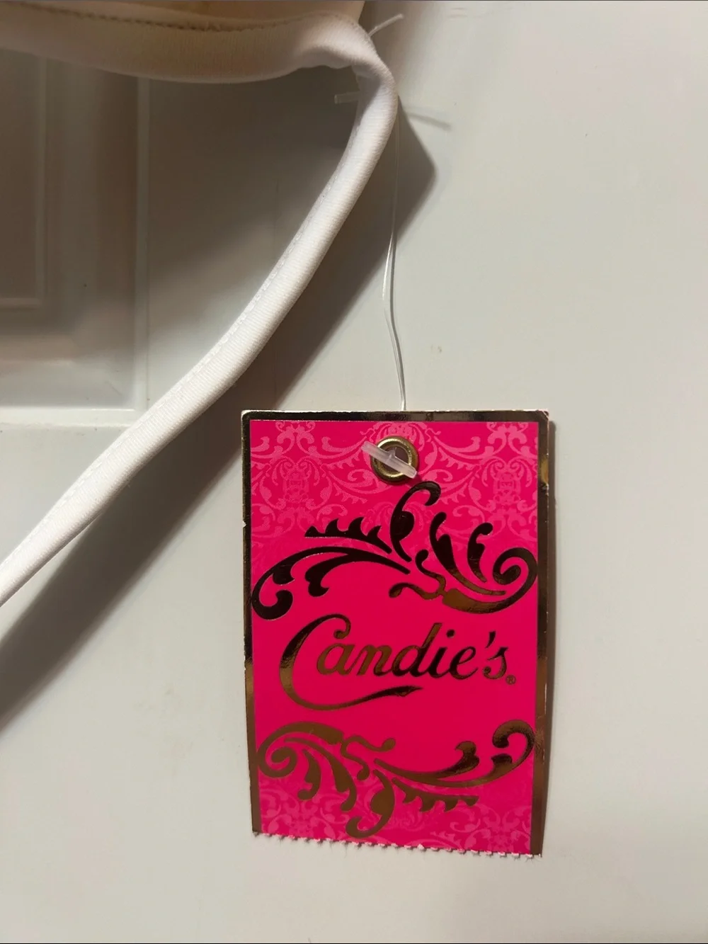 Candie's Hot Pink Logo‎ Tag with Gold Accents